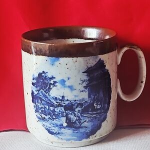 Vintage Delft Blue and Brown Ceramic Mug Made In Holland